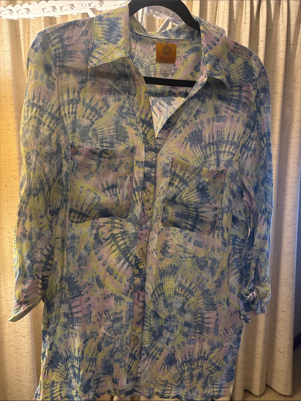 Ruby Rd. Pastel Tie-Dye Shirt in Blue, Yellow & Pink